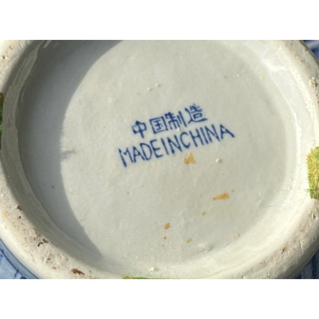 Blue Vintage Blue and White Chinoiserie Vase For Sale - Image 8 of 9