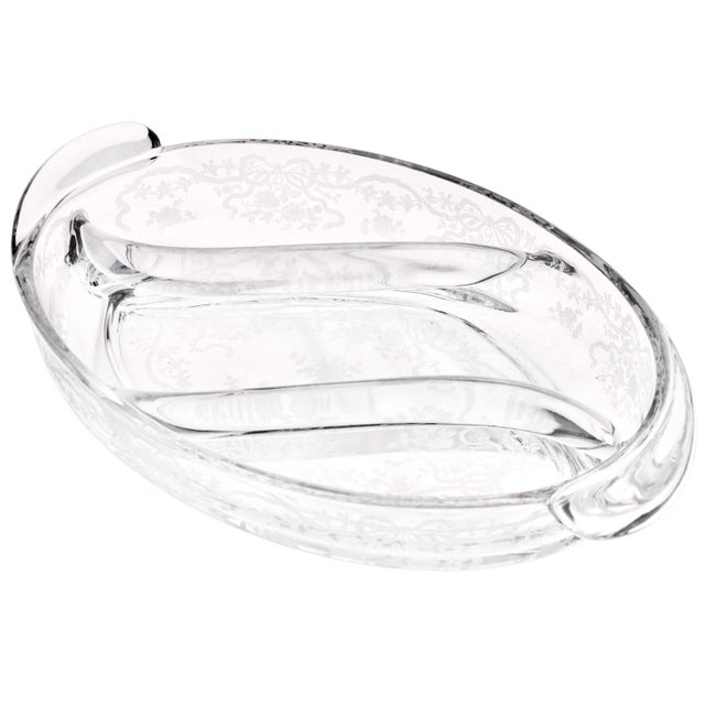 Traditional Fostoria Etched Glass Dish For Sale - Image 3 of 4