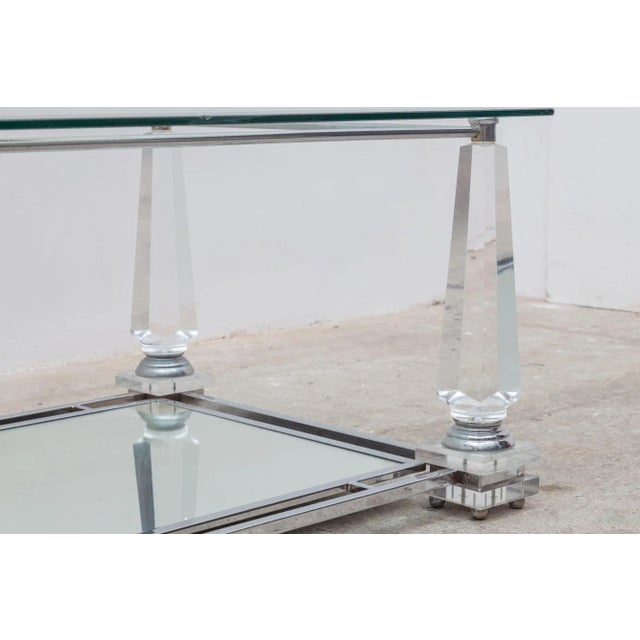 1970s Hollywood Regency Rectangular Acrylic Glass Obelisk Coffee Table, 1976 For Sale - Image 5 of 8