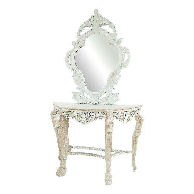 Console Table with Oriental Mirror For Sale