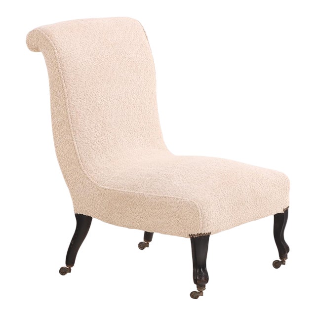 English Upholstered Slipper Chair, C. 1900 For Sale