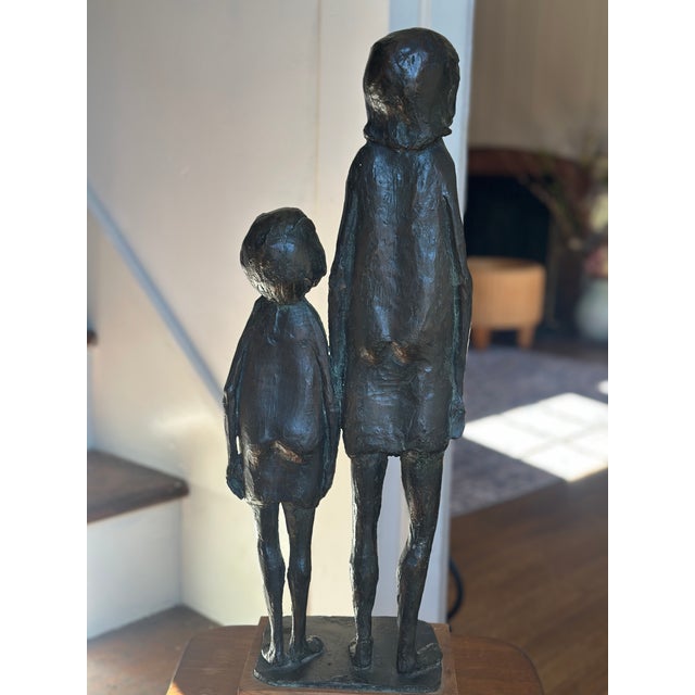 Mid-Century Modern Bronze Sculpture of a Mother and Child by Harry Geffert For Sale - Image 4 of 10