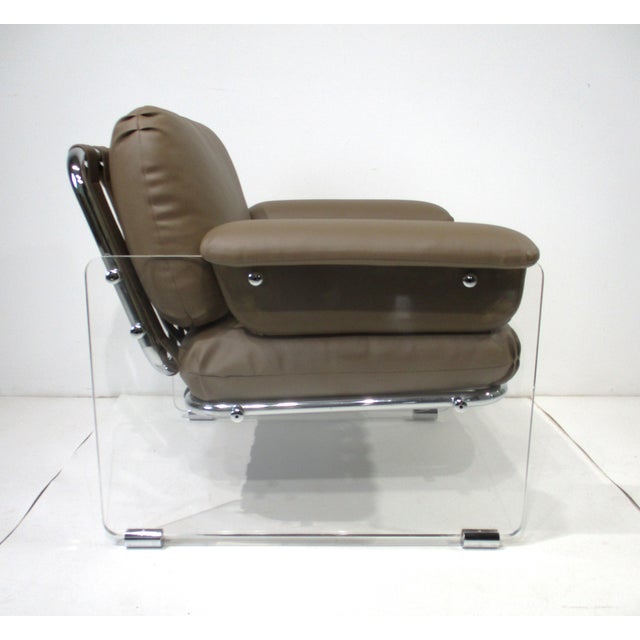 Pace Pace Argenta Upholstered and Lucite Lounge Chairs for Pace Collection For Sale - Image 4 of 17