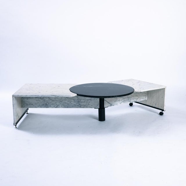 Black and White Marble Postmodern Adjustable Coffee Table For Sale - Image 4 of 18