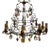Vintage Wrought Iron Chandelier Decorated with Pendants of Various Shapes and Sizes and a Floral Theme For Sale
