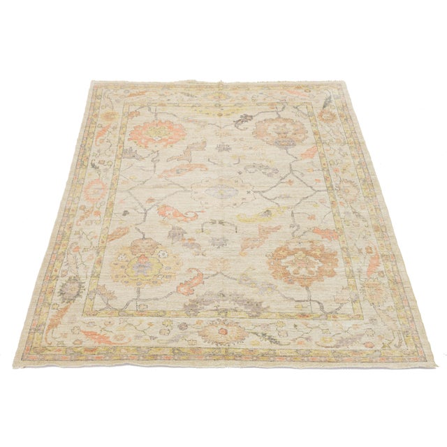 Elevate your space with this Modern Oushak Style Wool Rug, blending timeless Turkish heritage with contemporary design....