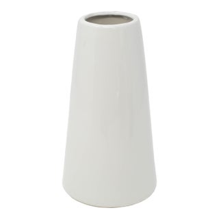 Tapered White 8-Inch Ceramic Vase For Sale