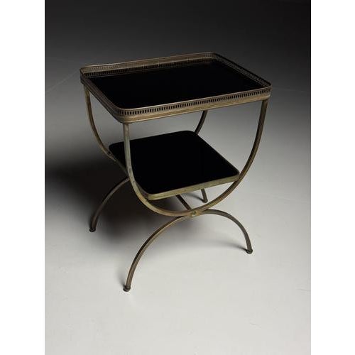 Mid-Century Side Table with Black Glass Tops For Sale - Image 10 of 14