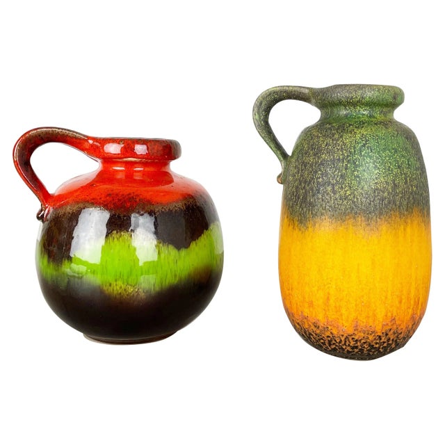 German Multi-Color Fat Lava Pottery Vases from Scheurich, 1970s, Set of 2 For Sale - Image 17 of 17