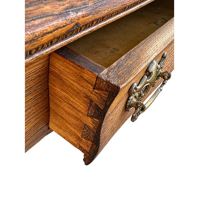 Late 19th Century Antique Tiger Oak Library Table For Sale - Image 5 of 7