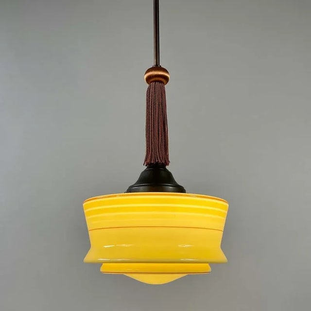 Opaline Enameled Glass Pendant with Tassel, 1930s For Sale - Image 13 of 17