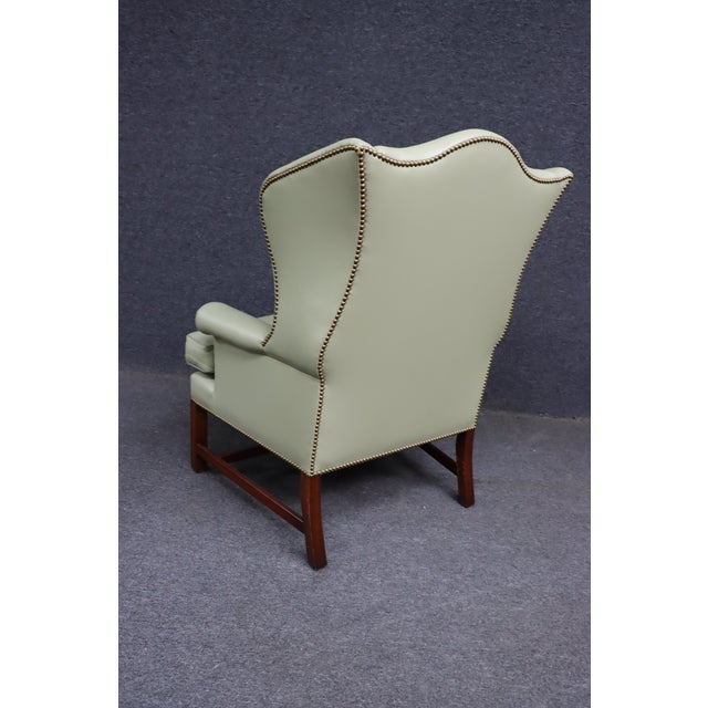 Leather Kittinger Chippendale Wingback Chair For Sale - Image 11 of 13