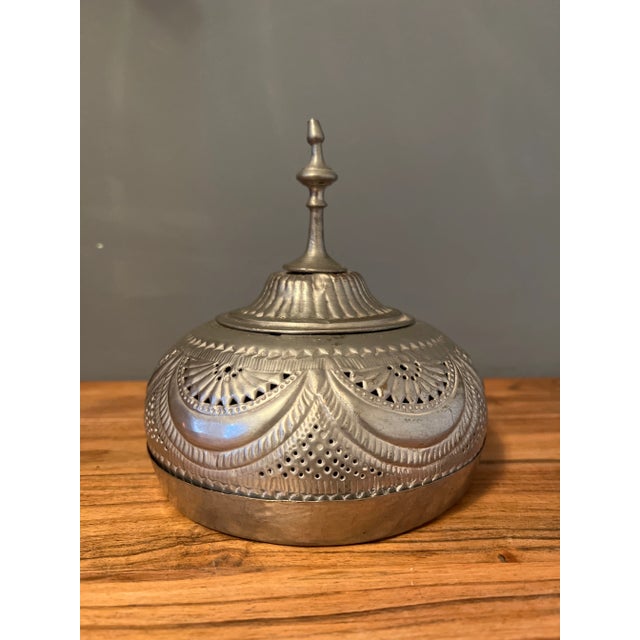 1910s Antique Islamic Metal Round Shaped Box For Sale - Image 11 of 13
