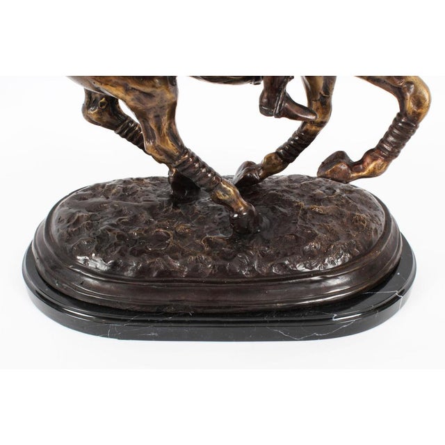 Polo Player Galloping Horse Sculpture, 20th Century, Bronze For Sale - Image 4 of 14