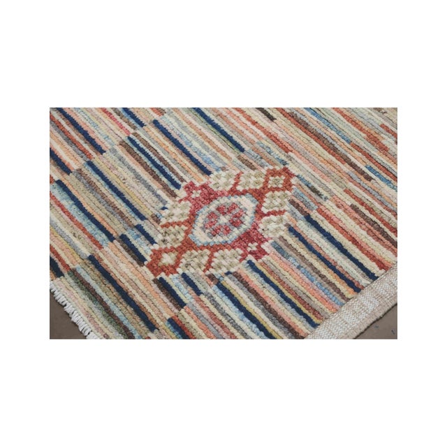 Textile Modern Multicolor Hand Knotted Wool Rug For Sale - Image 7 of 7