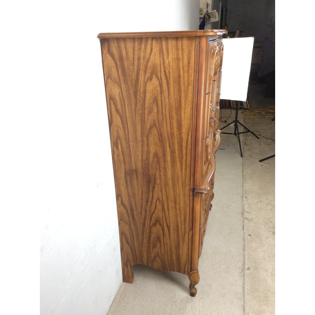 Mid Century French Provincial Style Highboy Dresser With Five Drawers For Sale - Image 9 of 18