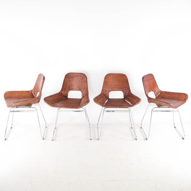 Rattan and Chrome Chairs, 1990s, Set of 4 For Sale - Image 15 of 15