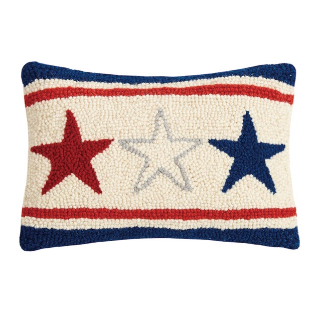 Traditional Americana Stars Hook Pillow, 12" x 8" For Sale - Image 3 of 3
