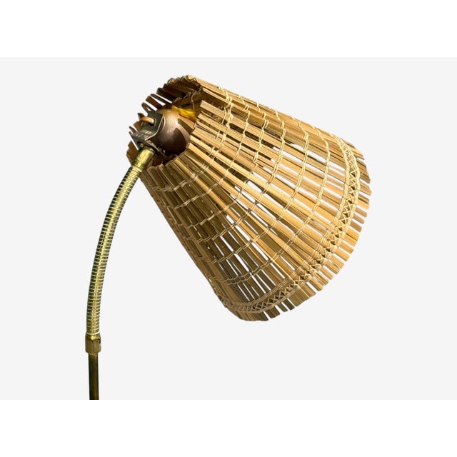 Wood 1960s Falkenbergs Belysning, Adjustable Floor Lamp, Brass, Bamboo, Sweden For Sale - Image 7 of 16