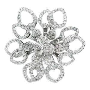 Diamond White Gold Flower Ring Size 7