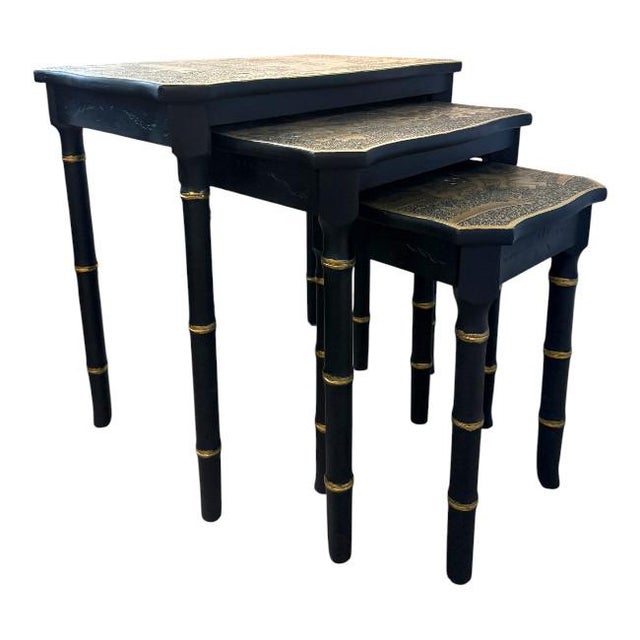 Vintage Faux Bamboo Monkey Nesting Tables – Set of Three For Sale In West Palm - Image 6 of 8