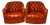 Vintage 1980s Pair of Cognac Tufted Barrel Club Chairs by Classic Leather Inc., Hickory Nc – Top Grain Leather on Brass Shepherd Casters For Sale