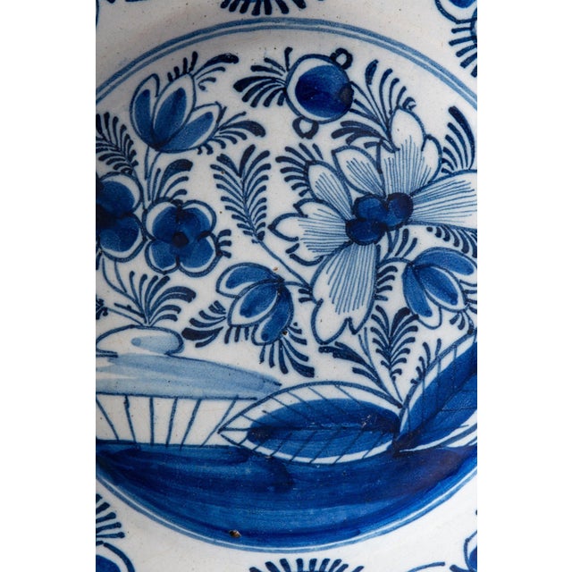 Ceramic Dutch Delft Blue & White Floral Plates, 1700s, Set of 3 For Sale - Image 7 of 14