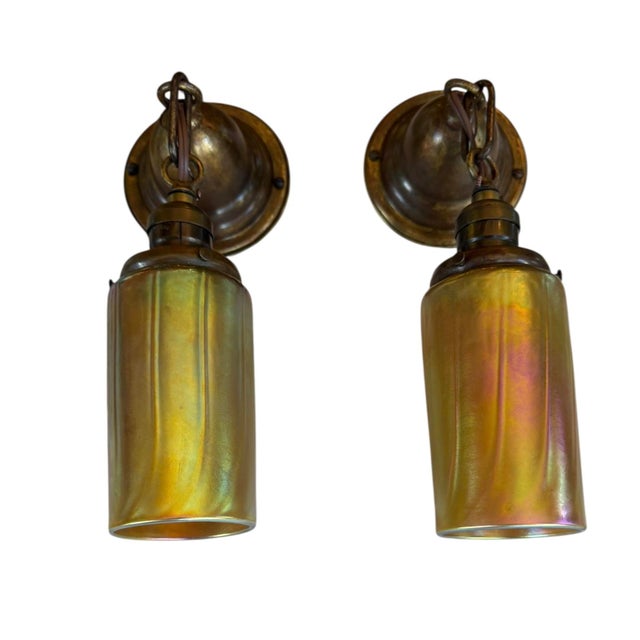 1990s 1990s Signed Lundberg Studios Art Glass Wall Scones - a Pair For Sale - Image 5 of 9