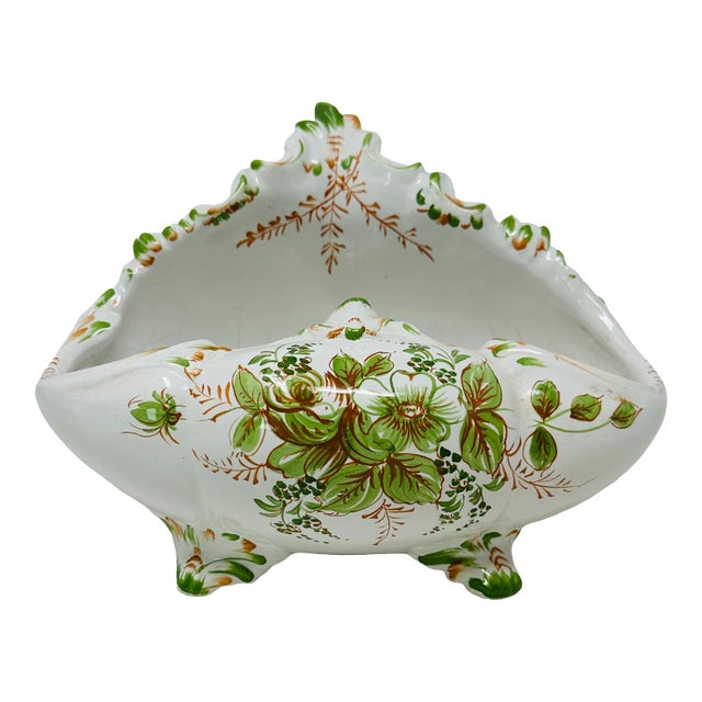 Vintage Paul's Hand Painted Ceramic Footed Bowl Made in Italy For Sale
