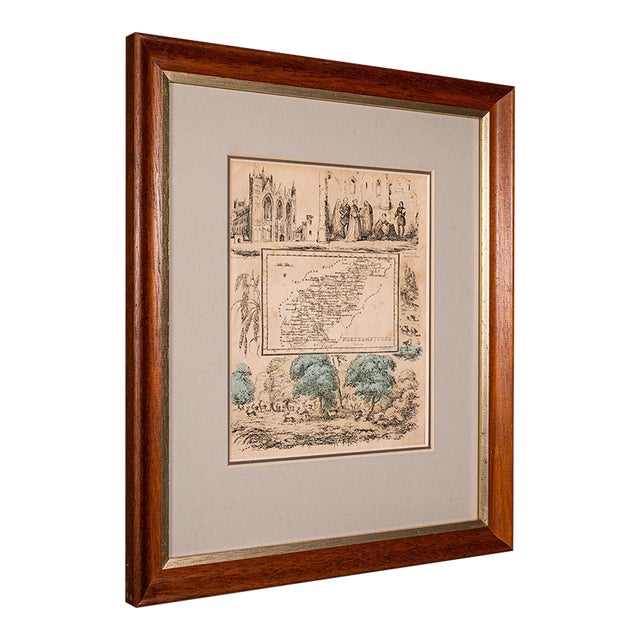 1850's Small Antique County Map For Sale