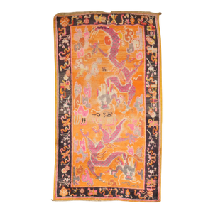 Orange Dragon Vintage Tibetan Rug