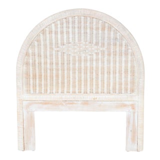 Vintage 1960s Whitewashed Wicker Twin Headboard For Sale