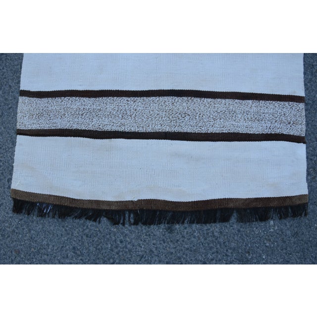 1970s Scandinavian Hand Knotted White Runner Rug For Sale - Image 9 of 11