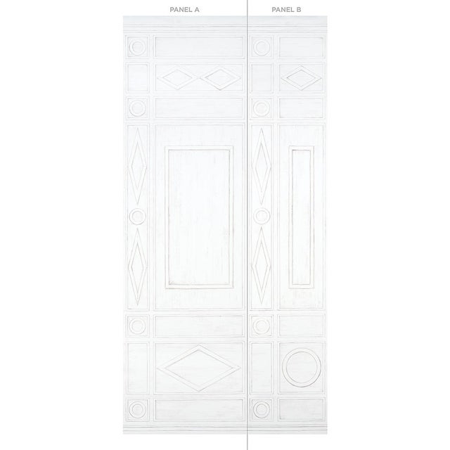 Mid-Century Modern Schumacher X Mary McDonald Swedish Manor Panel A in White For Sale - Image 3 of 5