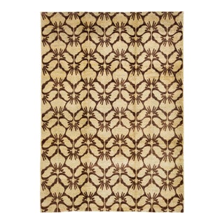 Handmade Paki Peshawar Wool Rug With Allover Design in Brown For Sale
