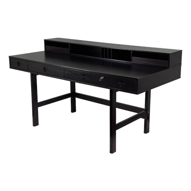 Refinished Ebonized Teak Flip Top Executive Desk Attr. Jens Quistgaard for Peter Løvig Nielsen For Sale