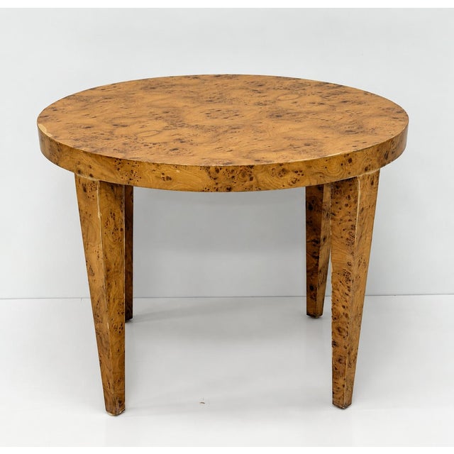 Milo Baughman 1970s American Modern Round Burl Wood Center Occasional Table For Sale - Image 4 of 16