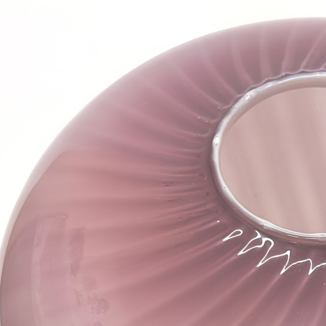 Oversized Striped Swirl Mauve-on-Mauve Glass Vase For Sale - Image 9 of 12