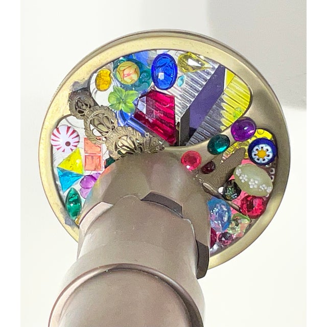 Exquisite Vintage Solid Brass & Onyx-Base Dual-Wheel Kaleidoscope For Sale In Miami - Image 6 of 14