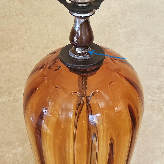 Vintage Murano Amber Art Glass Table Lamp | Neoclassical Italian Style | 1960s For Sale - Image 13 of 18