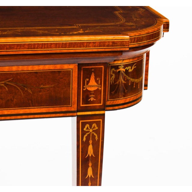 Wood Victorian Mahogany Inlaid Card Game Table, 19th Century For Sale - Image 7 of 18