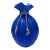Large Vintage Hand-Blown 8" Blue Glass Opaline Money Bag Vase For Sale