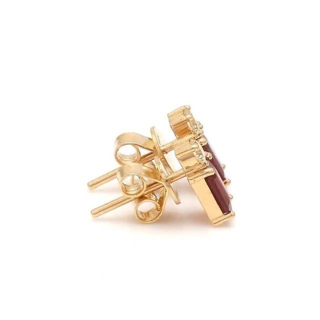 1.24 cts Natural ruby and 0.21 diamond earrings in 14k gold For Sale - Image 10 of 18