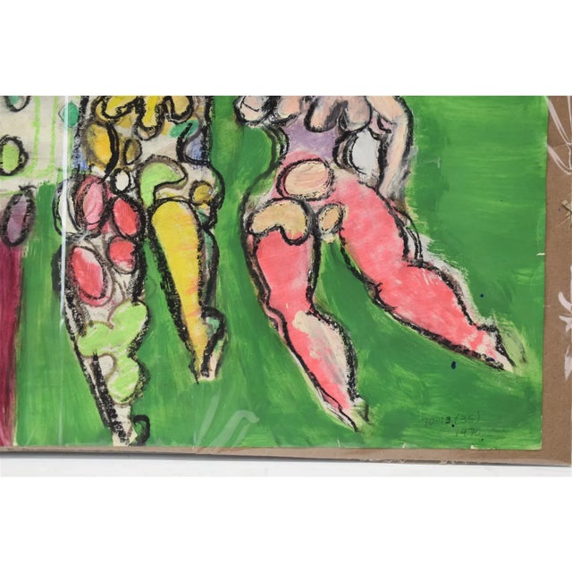 Vintage Orignal Lucia Wilcox Gouache Mixed Median Abstract Nudes Painting Sketch For Sale - Image 4 of 7
