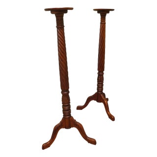 Tall Carved Wood Torcheres, Set of 2 For Sale