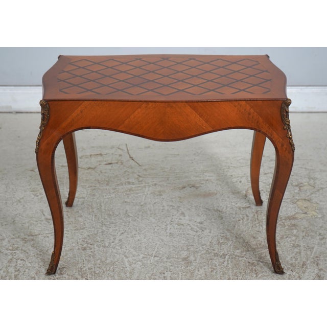 Age: Approx: 40 Years Old Details: Mahogany High Quality Construction Nice Inlay Work Throughout Marquetry Top Bronze...