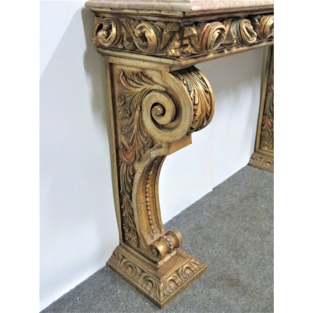 Italian Mid 20th Century Italian Carved Marble Top Console Table For Sale - Image 3 of 8
