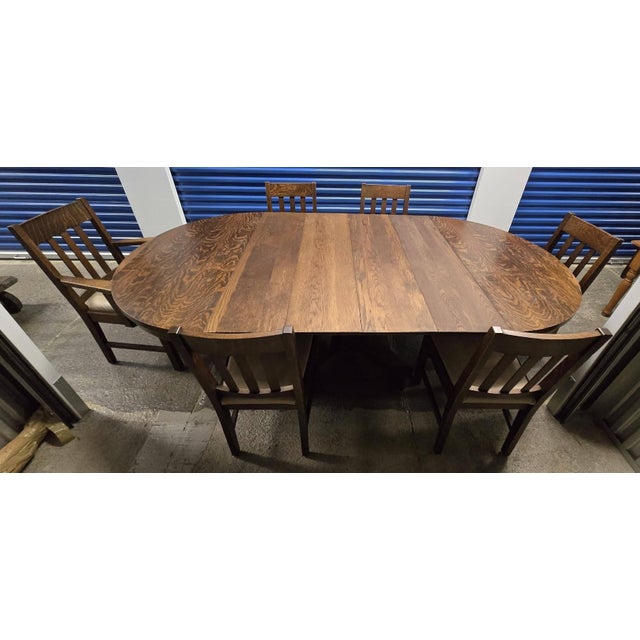Marked Down (Again)! 1910s Arts & Craft-Style J K Rishel Oak Dining Room Table W Leaves & Chairs For Sale - Image 4 of 18
