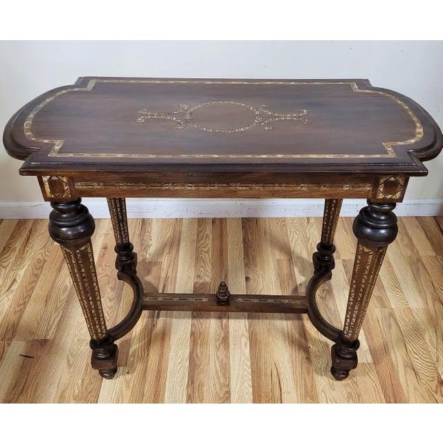 Antique Moroccan Moorish Style Carved & Mother of Pearl Inlaid Table For Sale In New York - Image 6 of 17