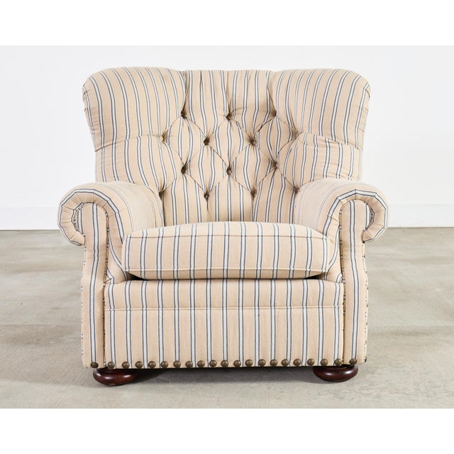 2000 - 2009 Ralph Lauren Writer’s Chair and Ottoman in Amelot Linen For Sale - Image 5 of 18